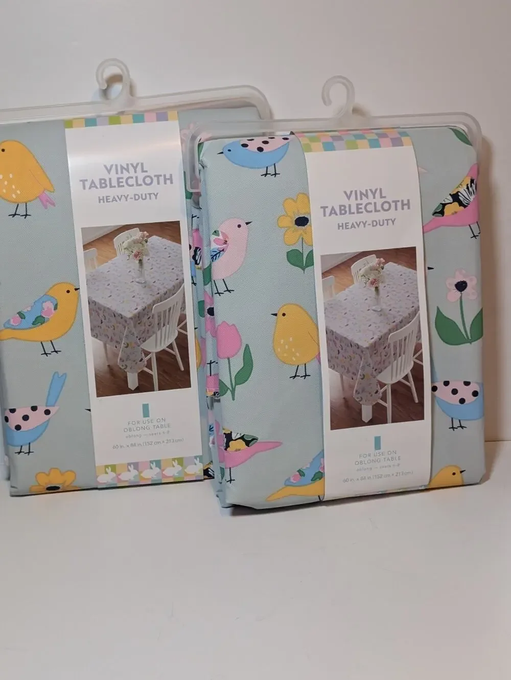 Vinyl Tablecloth Birds Floral Heavy Duty 60x84 Oblong Indoor Outdoor New